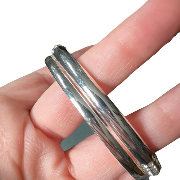 Silver Tone Pave Rhinestone & Solid Stacking Bangle Bracelets - Picture 6 of 10